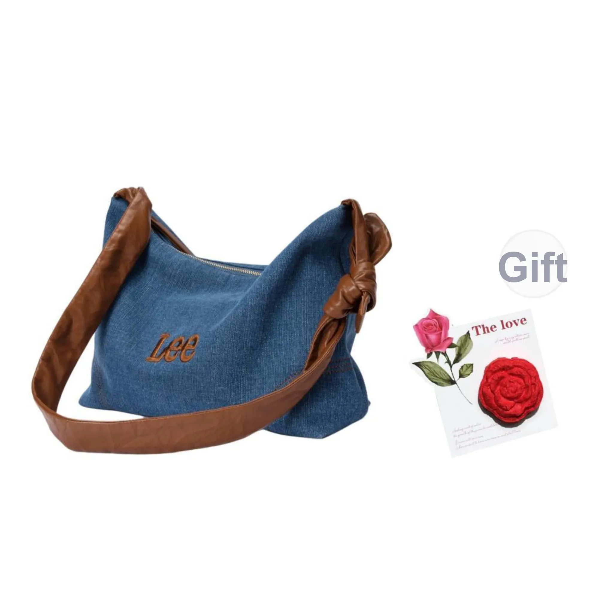 Lee Fabric+Artificial Leather Crossbody Bags Tubas Women's Denim Blue