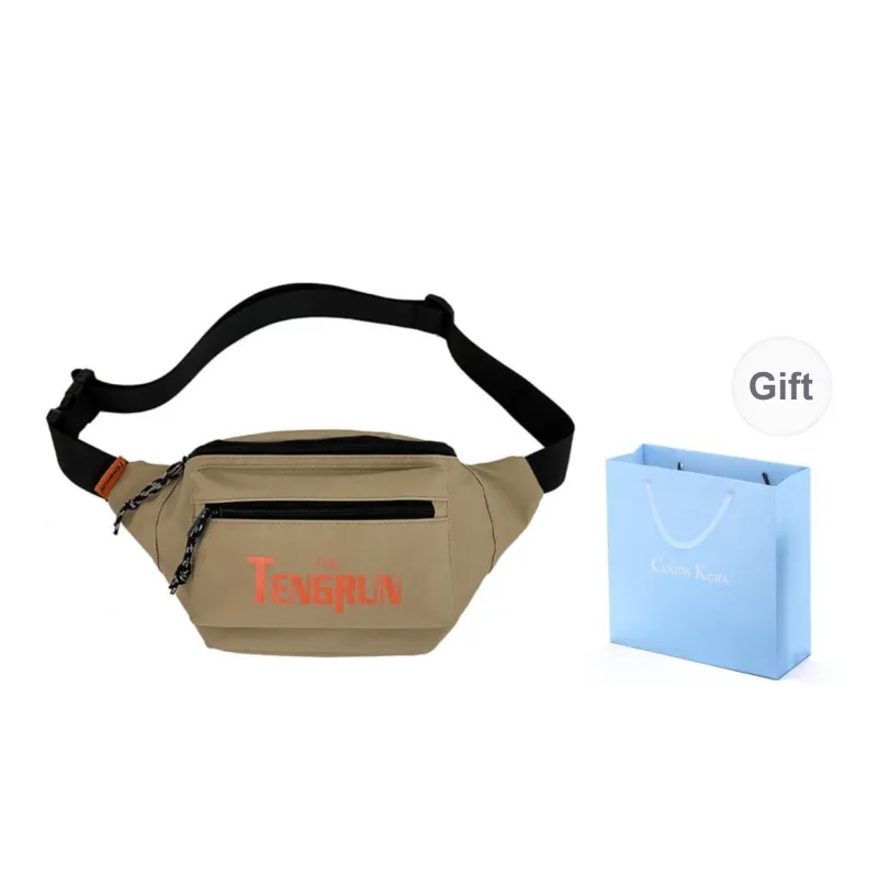 COLINS KEIRS Fabric Fanny Pack Regular Unisex Black/Khaki/Gray-11