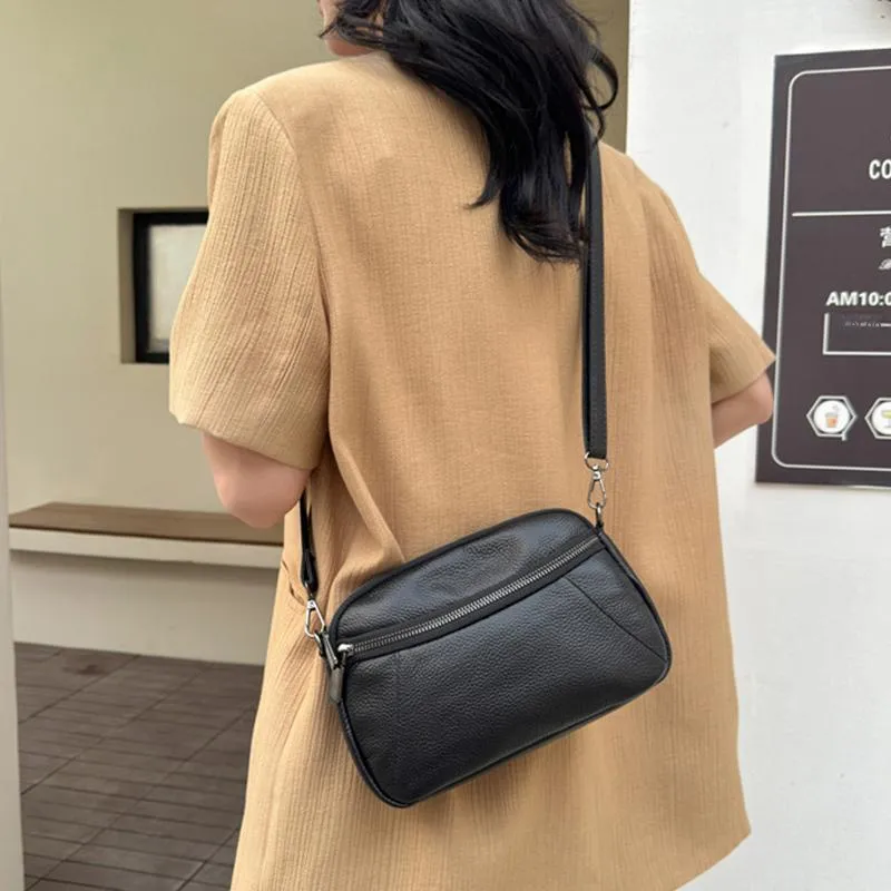 VANDEE Cow Leather Shoulder Bag Crossbody Bag Regular Women's Black-3