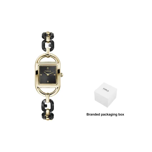 Furla GLAMOUR CHIC Collection Женские часы Кварцевый механизм Ремешок из нержавеющей стали 24 мм Черный циферблат