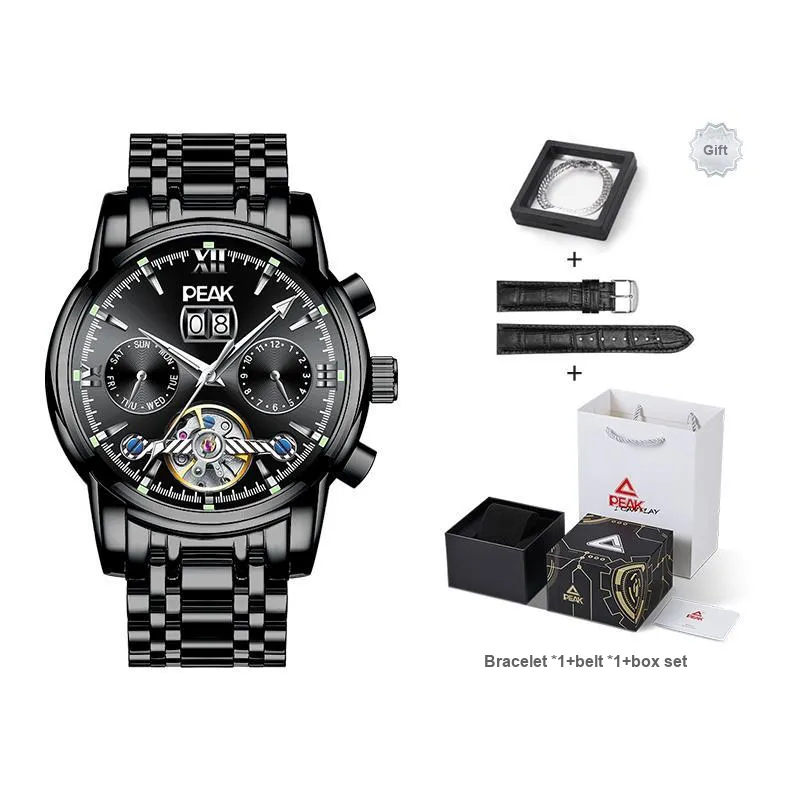 PEAK Adventure Collection Automatic Mechanical Movement Stainless Steel Watchband Watch Men's Watches Black Dial-5