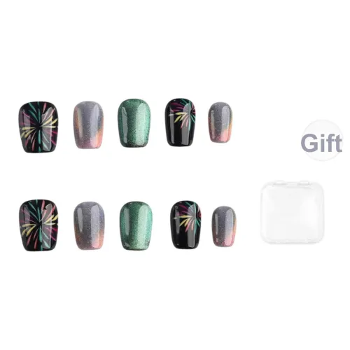 Song Biography Ослепительный цвет Кошачий глаз Модный Новый год Nail Art False Nail Короткий LADDER 15 мм