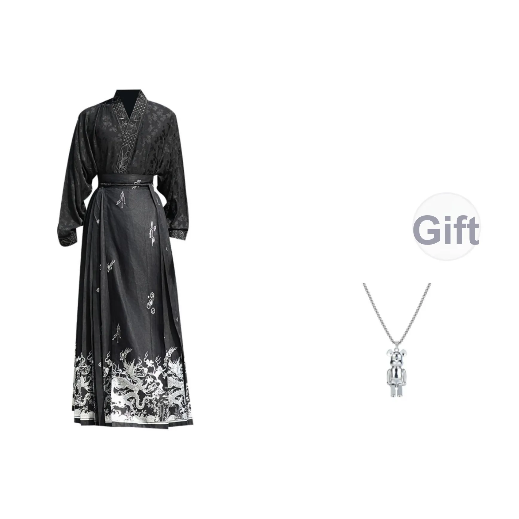 TUCANO Черный топ + Китайская юбка с узором "конское лицо" IS A Тип OF Традиционные Китайские Брюки Часто Носимые с Топом для Формальных Событий. Мужские Костюмы в стиле Тан