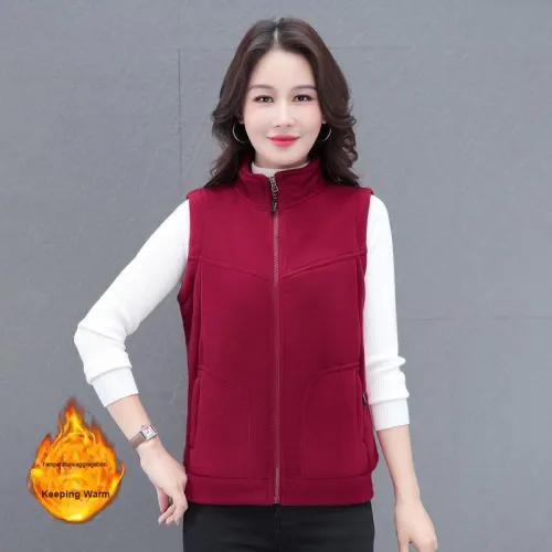 EMINU Двойной бархатный жилет с воротником-стойкой женский