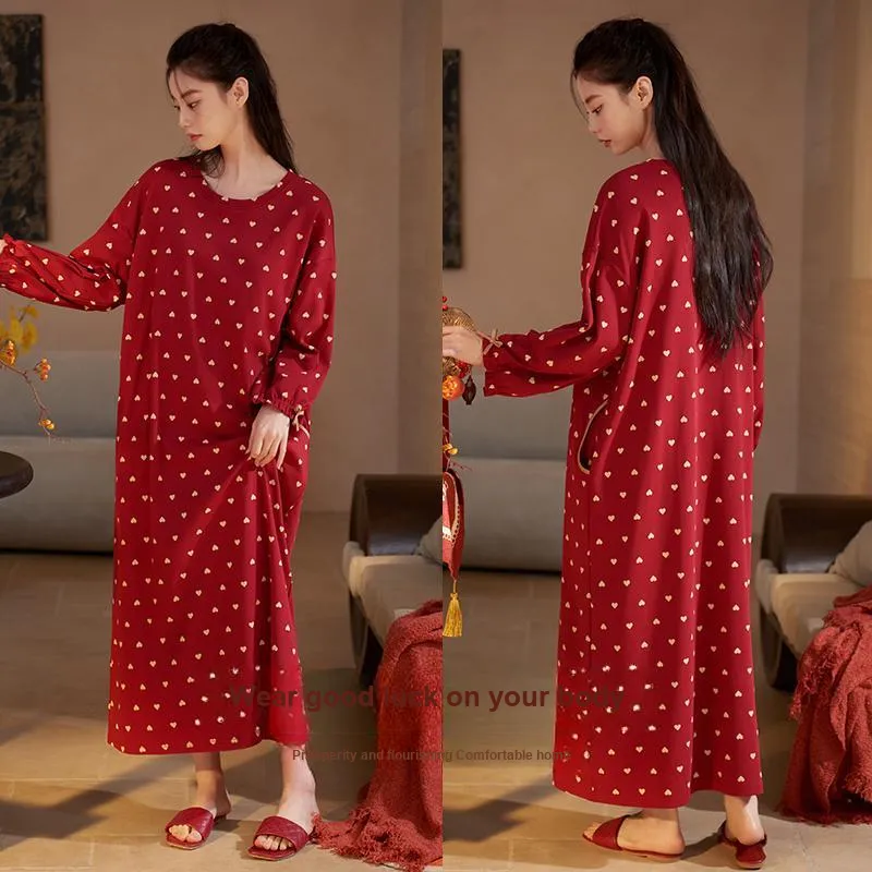 Xuan Liang Nightgown Women's Maroon-2