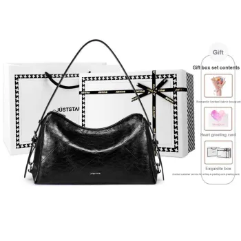 JUST STAR Synthetic Leather Shoulder Bag Crossbody Bag Women's Black/Brown/White