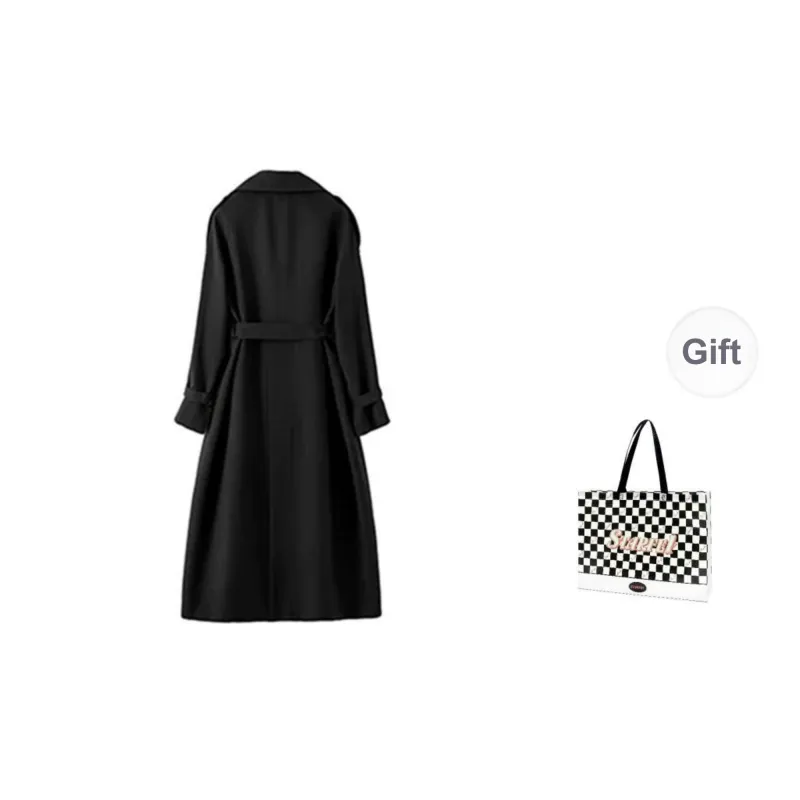 STARFEI Trench Coats Women's Black-1