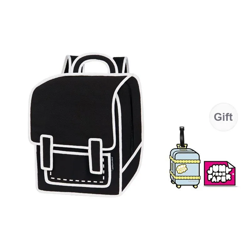 JumpFromPaper Polyester Comic Universe Backpack Large Size Unisex Black-0