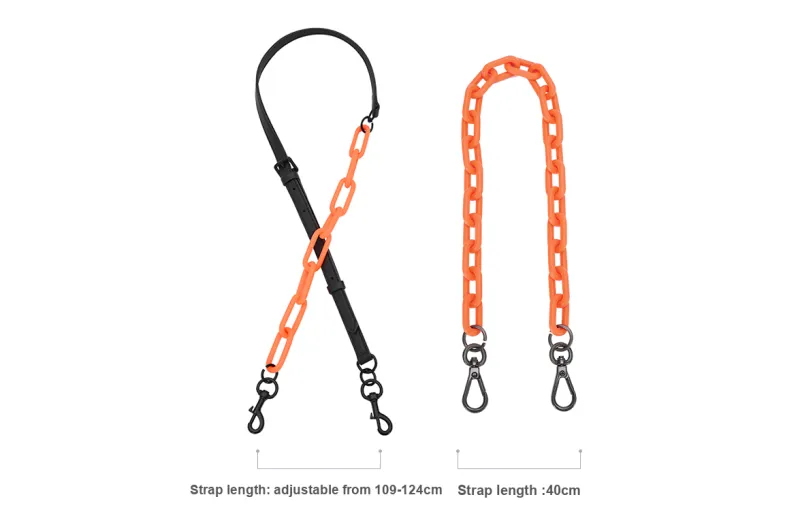 GUYI Acrylic With Cow Leather Bag Accessory Unisex Black/Orange-8