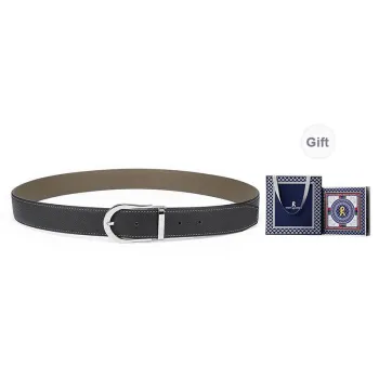 ROBERTA DI CAMERINO Top Grain Cow Leather Belts Men's Black Width 3.4CM