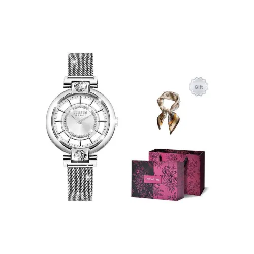 VERSUS VERSACE Наручные часы Кварцевый механизм Ремешок из нержавеющей стали Серебристый циферблат Женские часы Подарочная коробка Розовая