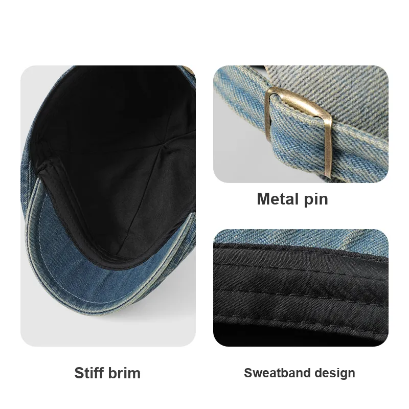 Shizhu Distressed All Season Painter Hat For Men Berets Unisex-3
