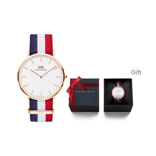 Daniel Wellington Men's Watches Кварцевый механизм Нейлоновый ремешок Белый циферблат