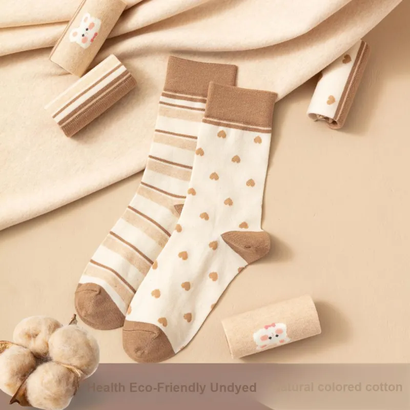 Top Melon Mid Calf Socks Women's 3 Pack Khaki-5