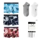 7A Antibacterial Ice Silk Print[Peacock Blue+Jet Sky Black Black+Burgundy Red]+[100% cotton Ankle Socks X2 Pack]Gift Box Set