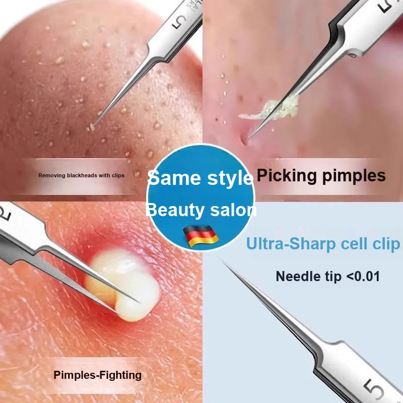 XIAOTIANLAI Super Fine Blackhead Removal Tool Set, Pimple Tweezers, Beauty Clinic Tool-3