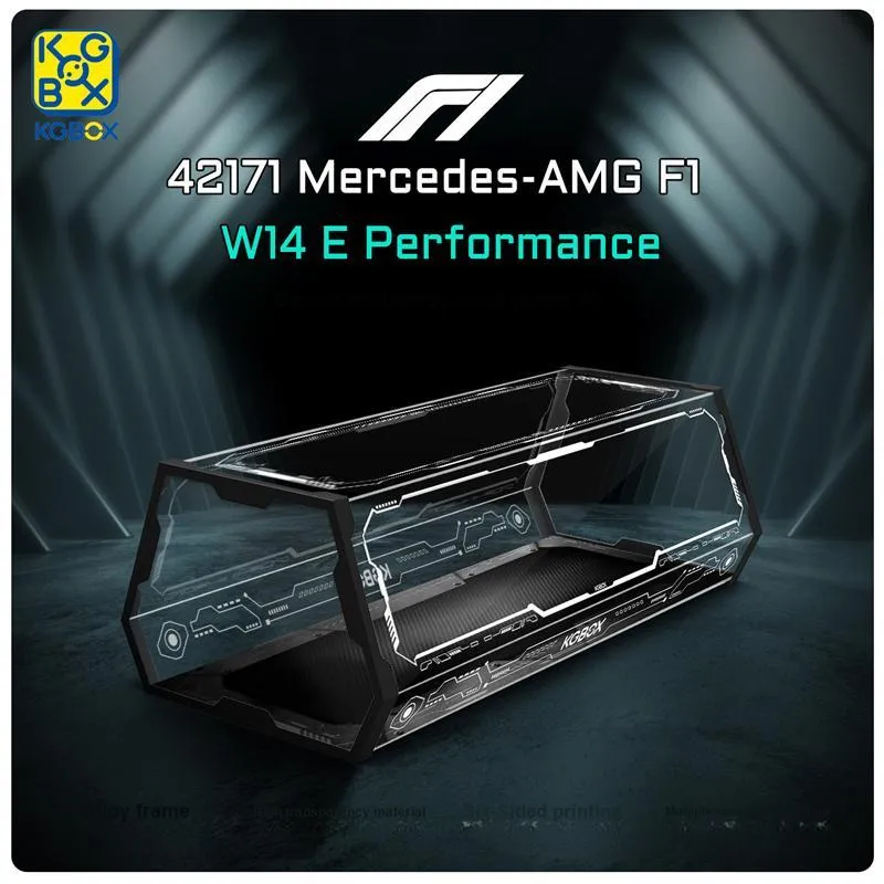 KGBOX Building Block Technic 42171 Mercedes F1 Formula Racing Figure Acrylic Display Case Model Accessories-3