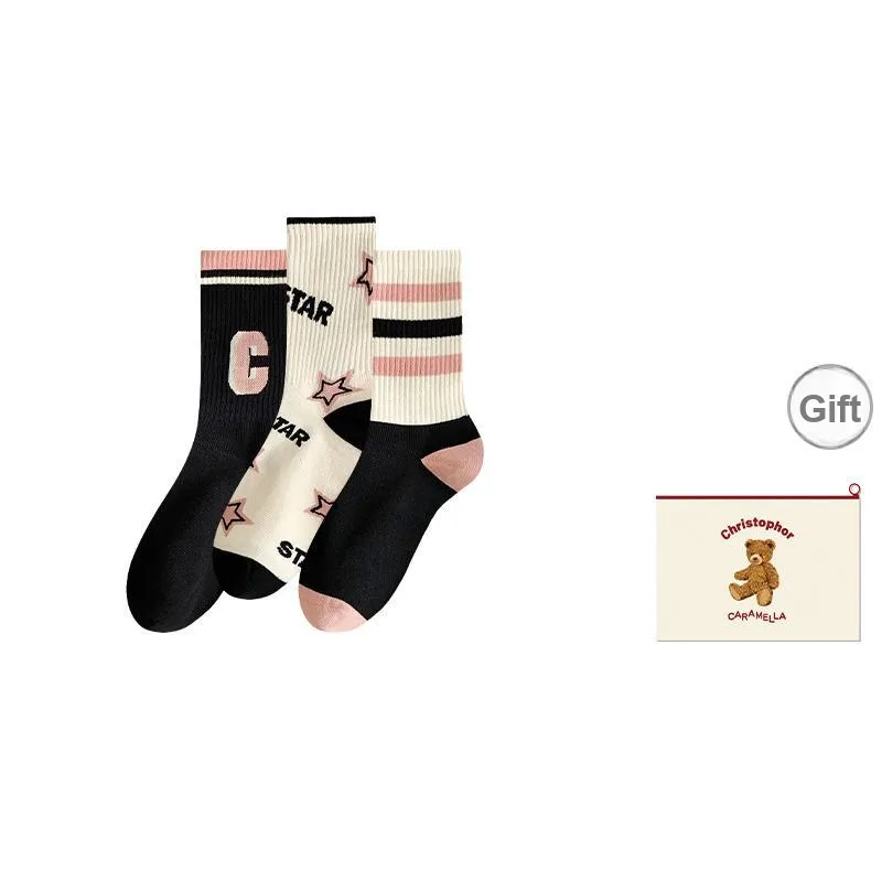 Caramella Mid Calf Socks Women's Shopping Bag Combo Set-17