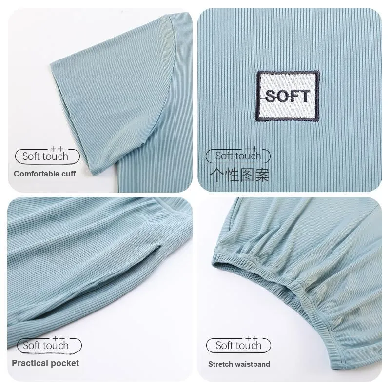 Close fitting Areas Pajama Set Men's-17