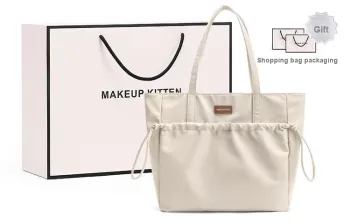 MAKEUP KITTEN Nylon Fabric Fabric Tote Bag Shopping Bag Handbag Shoulder Bag Large Size Women's Khaki