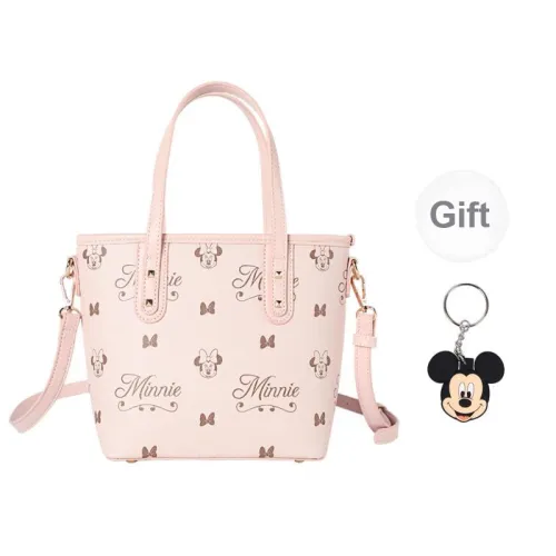 MESUCA Disney Collection Minimalist Style Minnie Shoulder Bag Soft Leather Tote Shopping Bag Regular Women's Girly Pink