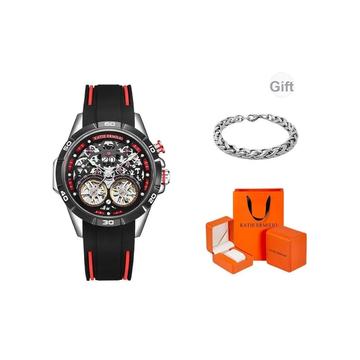 Katie Ermilio Механические часы Черный циферблат Мужские часы