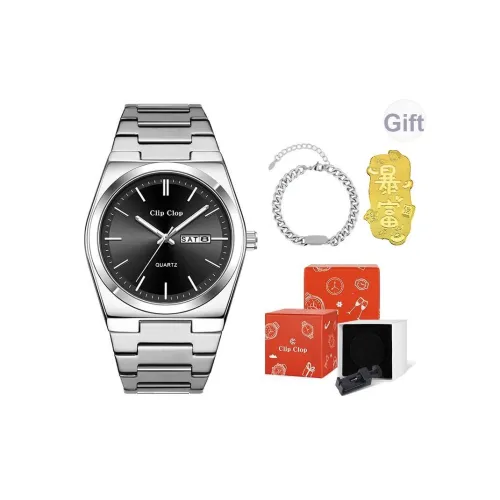 Clip Clop Кварцевый механизм ремешок из нержавеющей стали мужские часы серебристый циферблат