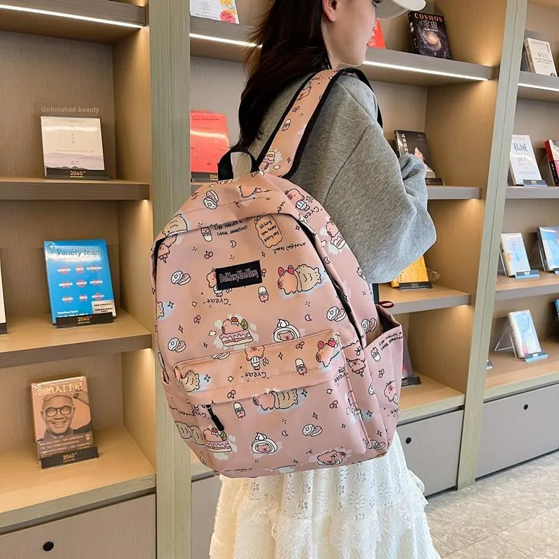 KAMLUI Nylon Backpack Women's White/Black/Pink/Khaki-27