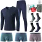 8-Piece Set Gift Box (1 Set V-Neck Navy Blue Underwear+3 Packs of Underpants+4 Pairs of Socks)
