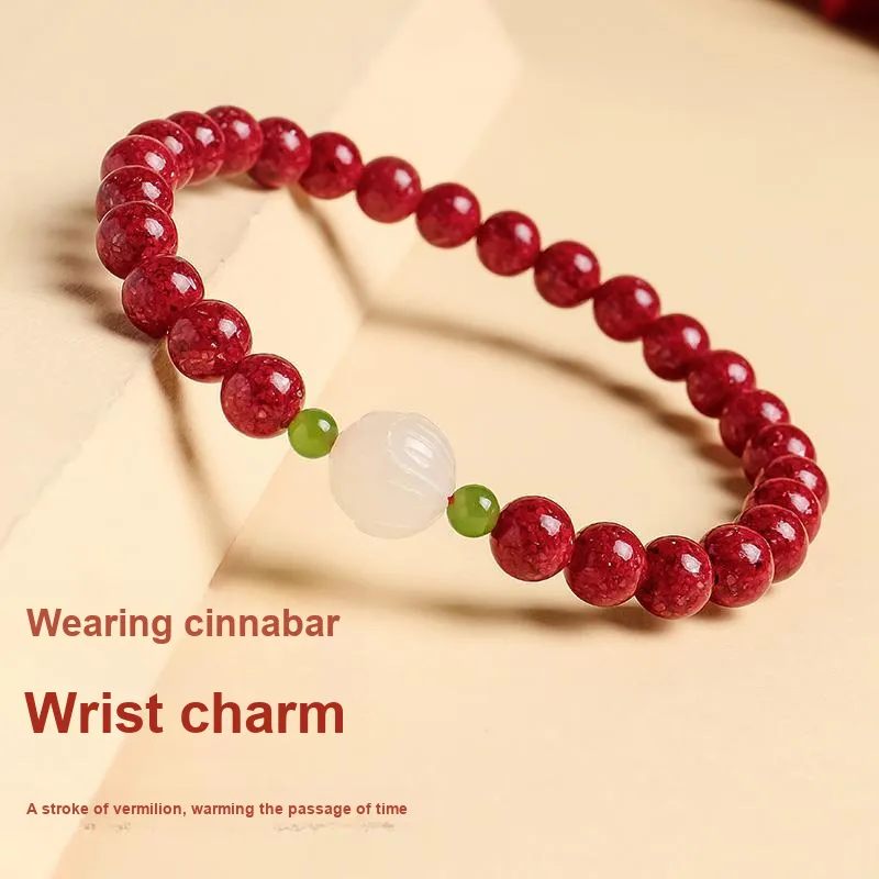 With The Heart Of The Jade Reconstructed Cinnabar Bracelets Women's-3