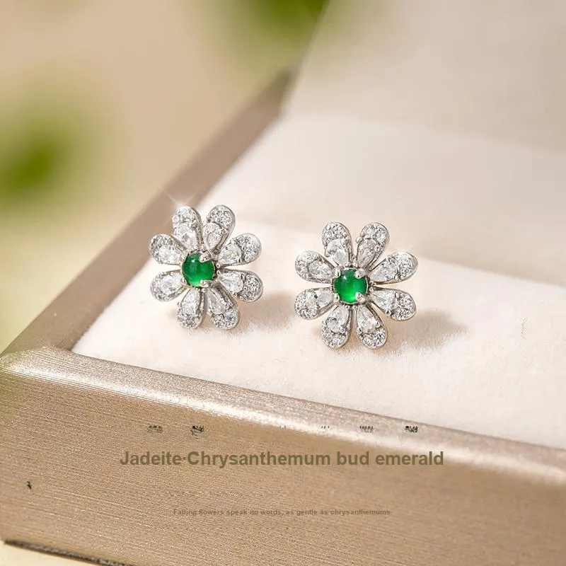 Encounter Gift High Ice Jade Stud Earrings Women's-1