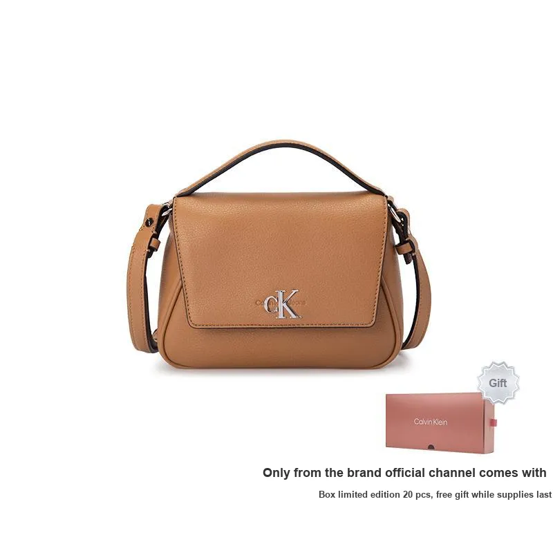 CALVIN KLEIN Artificial Leather Shoulder Bag, Crossbody Bag, Handbag Women's Brown-6