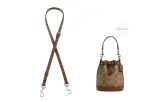 Brown 1.1cm Wide Plain Silver-Tone Lock 90-120cm [Suitable for Cow Leather Bucket Bags]