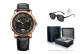 Rose Gold Black Dial Black Leather Strap