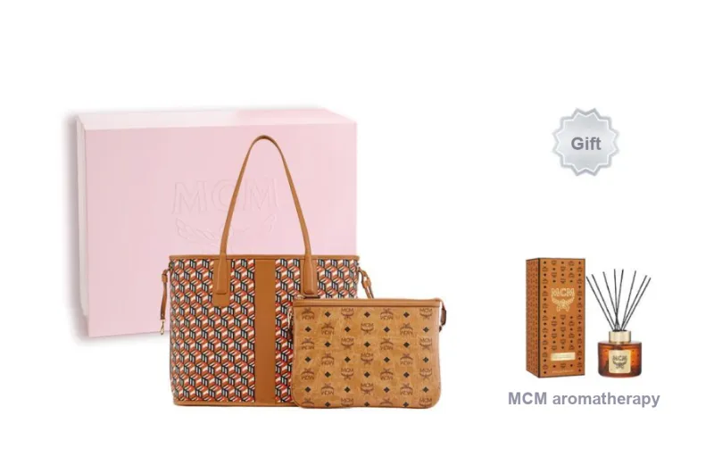 MCM Reversible Liz Shopper Medium Visetos Cognac-4