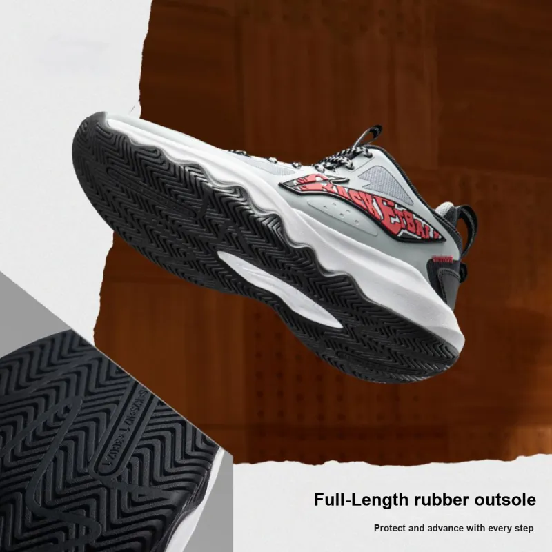 LINING YOUNG Cushioning Rebound Low Top Children's Basketball Shoes Brick Gray Kids'-1