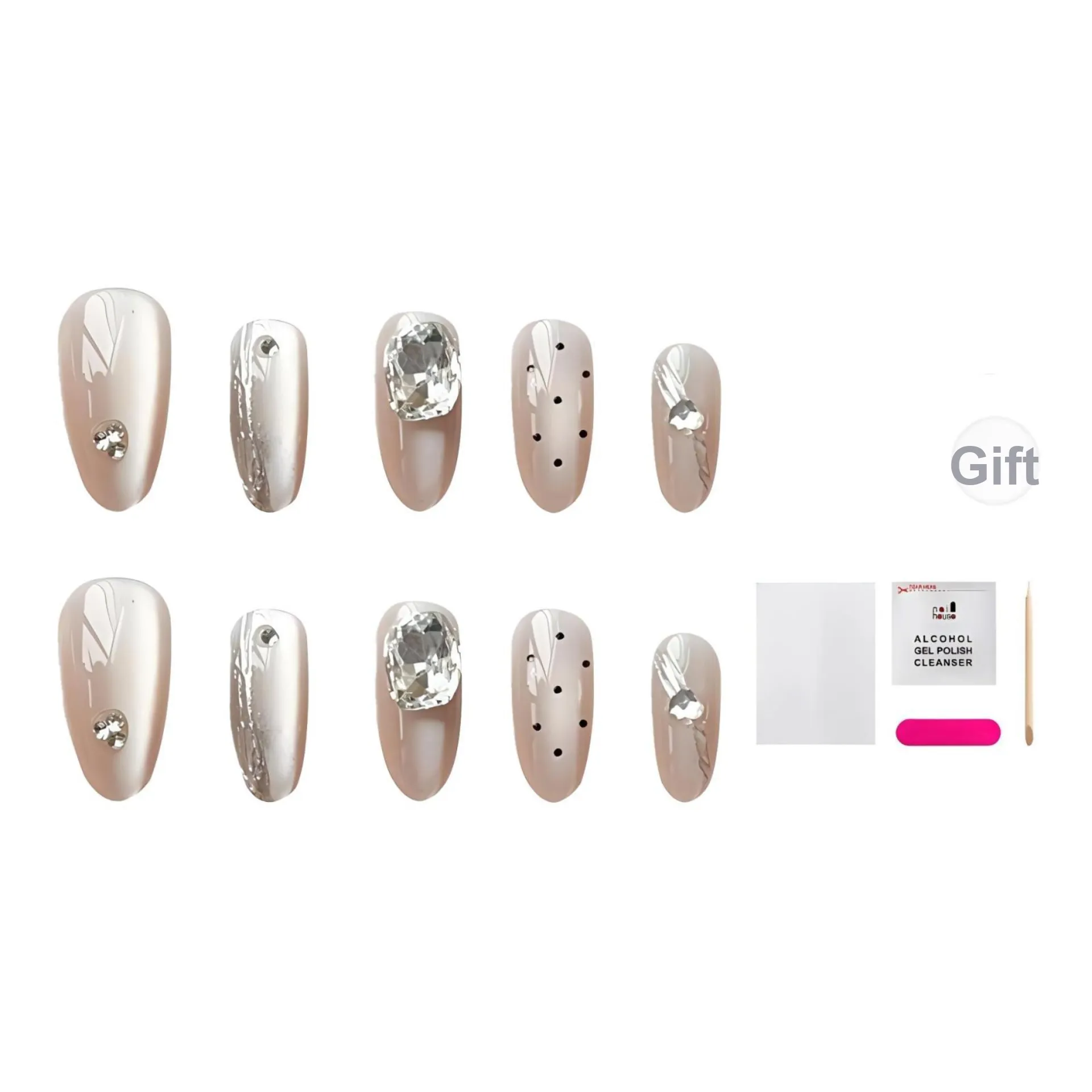 JIABITU Позолоченный Полка Дот False Nail MID Длина (размер в длину) Смешанный Однотонный Стиль Instagram