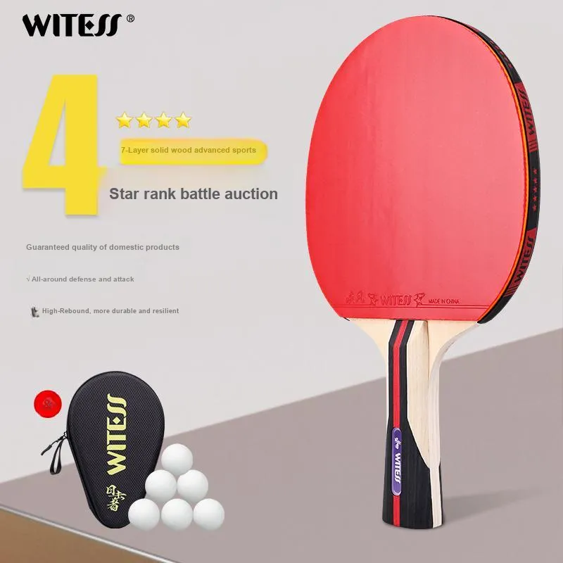 WITESS Ping Pong Paddles Unisex All Wood Black/Red-4