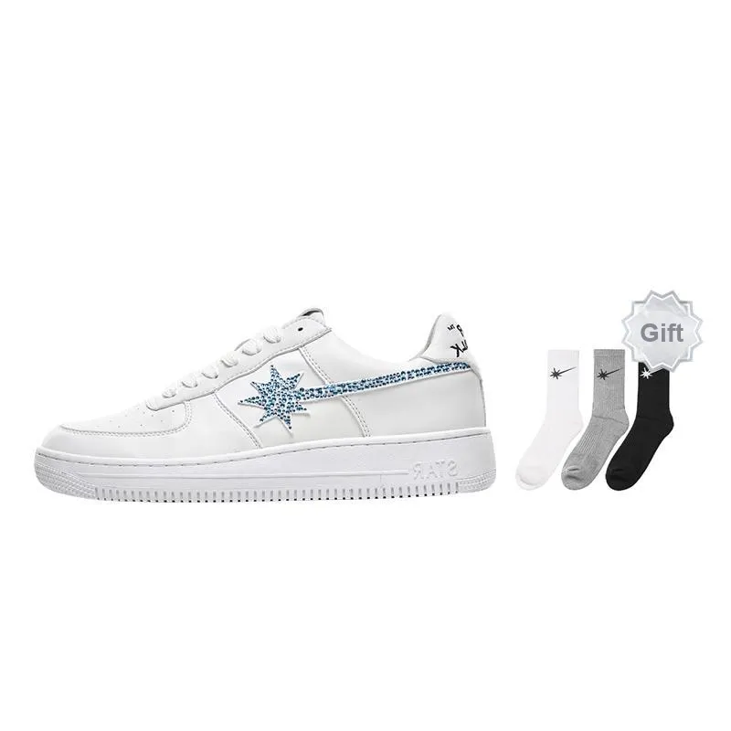 Starwalk Soldier Cushioning Wear Resistant Low Top Skateboard Shoes Unisex Blue Diamond-6