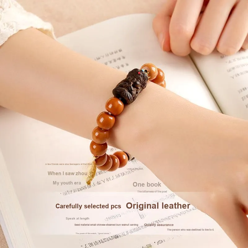 HANCANG Monkey Head Walnut Bracelets Unisex-3