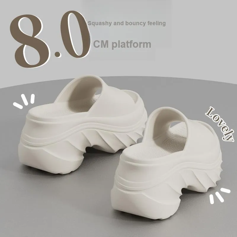 Warm Edge Platform Slippers For Women's Summer Fashion, Height Increasing, Indoor Slip on Shoes For Home Use-7