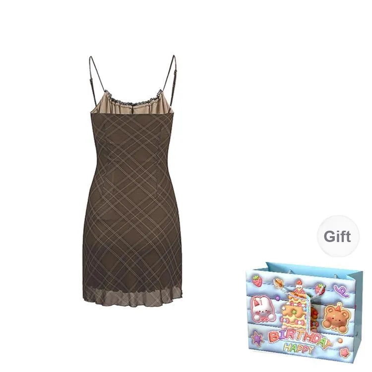 TWOPLUMGIRLS Slip Dress Women's Green Coffee Color-1