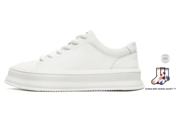 BUFFALO BOUND Small White Shoes Anti-Slip Wear-Resistant Low-Top Skateboard Shoes Men's White