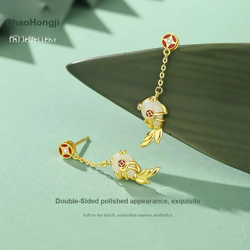CHAOHONGJI Natural Chalcedony Earrings Women's-4