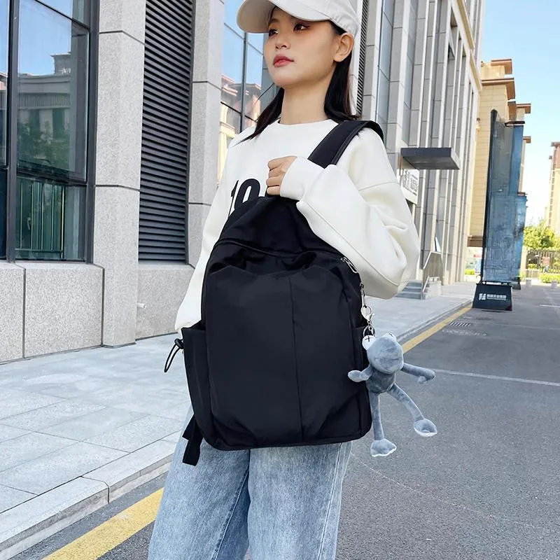 BUBM Nylon Backpack Regular Unisex Black/White/Gray/Red-8