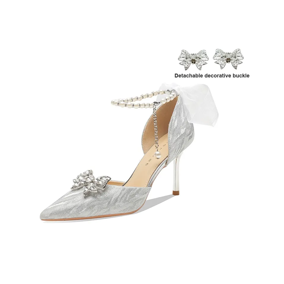 Ainer Кошка Узкий каблук Высокие каблуки 8 см Женские Серебряный