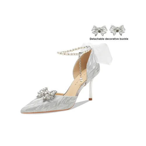 Ainer Кошка Узкий каблук Высокие каблуки 8 см Женские Серебряный