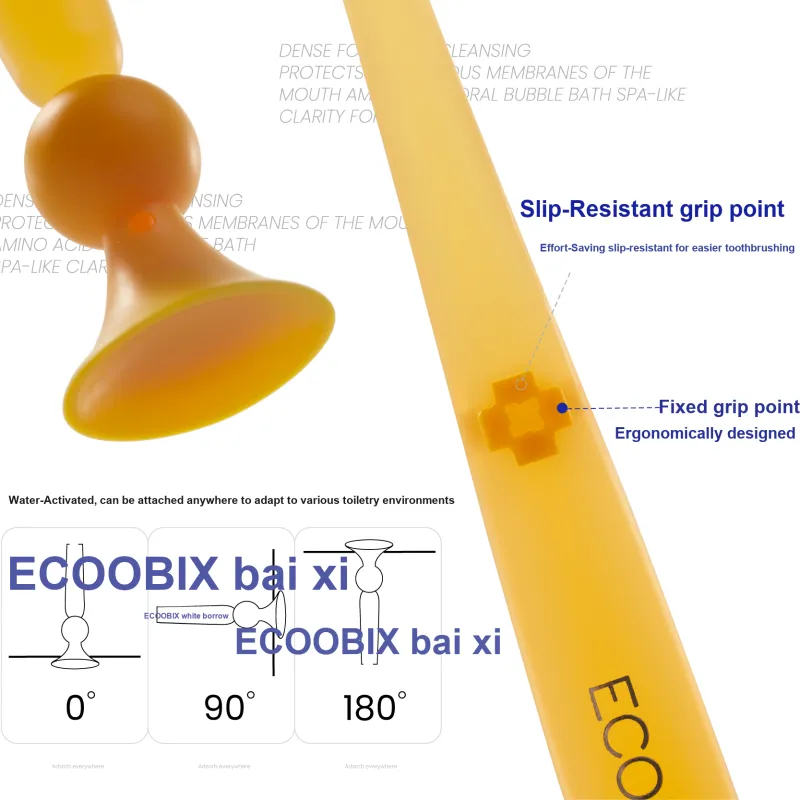 Ecoobix Long Cut Toothbrushes Soft Slip Resistant Handle With Bottom Suction Cup-2