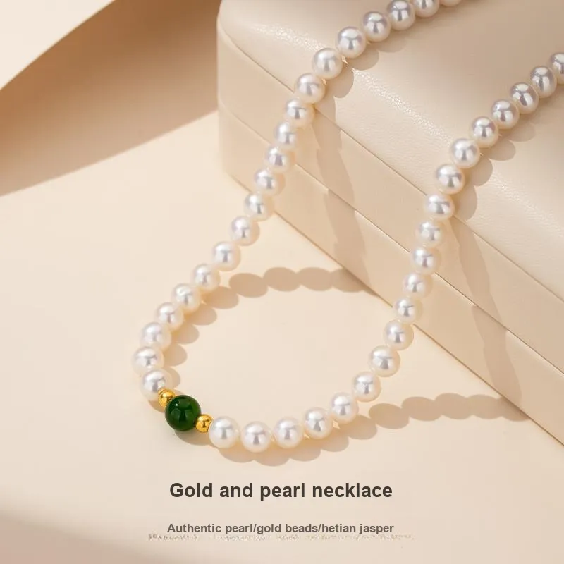 QLADY Pearl Gold Necklace Women's-12