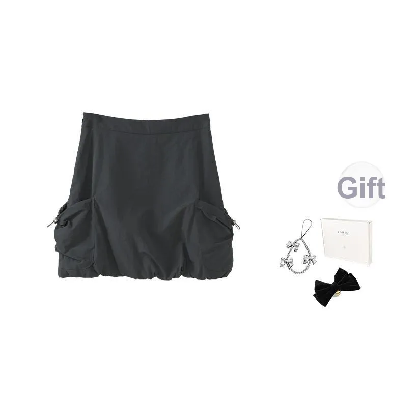 Fstudio Летний Корейский стиль Рабочая одежда На открытом воздухе Расклешенные Повседневные Юбки Женские